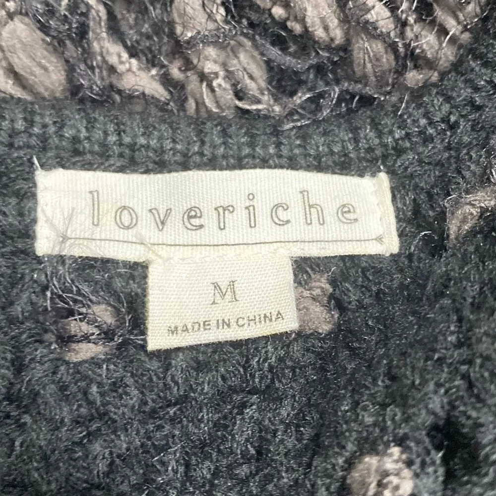 Loveriche Black & Gray Shag Sweater Vest Size Medium